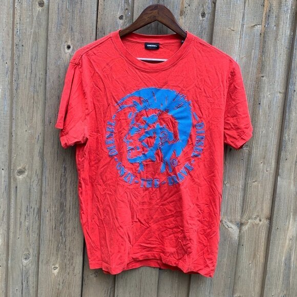 BIG LOGO Diesel T Shirt Red Large - Picture 1 of 2